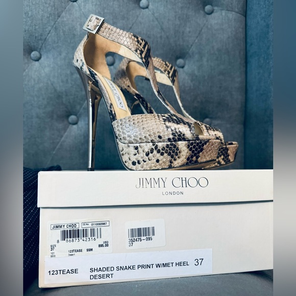 Jimmy choo snake skin gold heel stiletto size 37 (7us) - Picture 4 of 10
